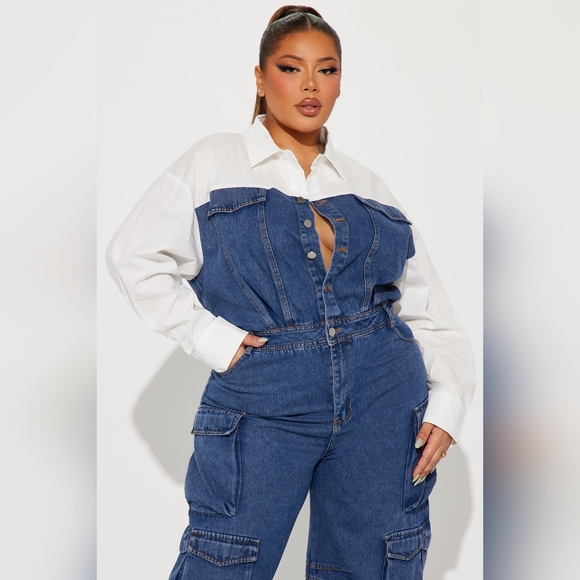 Fashion nova denim jumpsuit - Picture 5 of 13